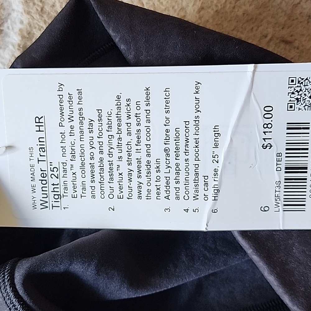 Lululemon Wunder Train HR Tight 25" in Distressed Twill Embossed Black NWT - Picture 5 of 5